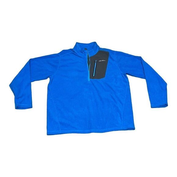 Eddie Bauer Jacket Adult XXL Blue Fleece 1/2 Zip Pullover 2XL Sweatshirt Sport - Picture 1 of 7